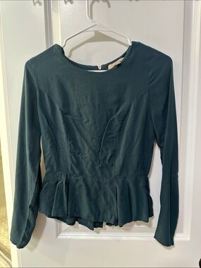 Banana Republic size 0 Dark Teal Long-Sleeve Peplum Blouse